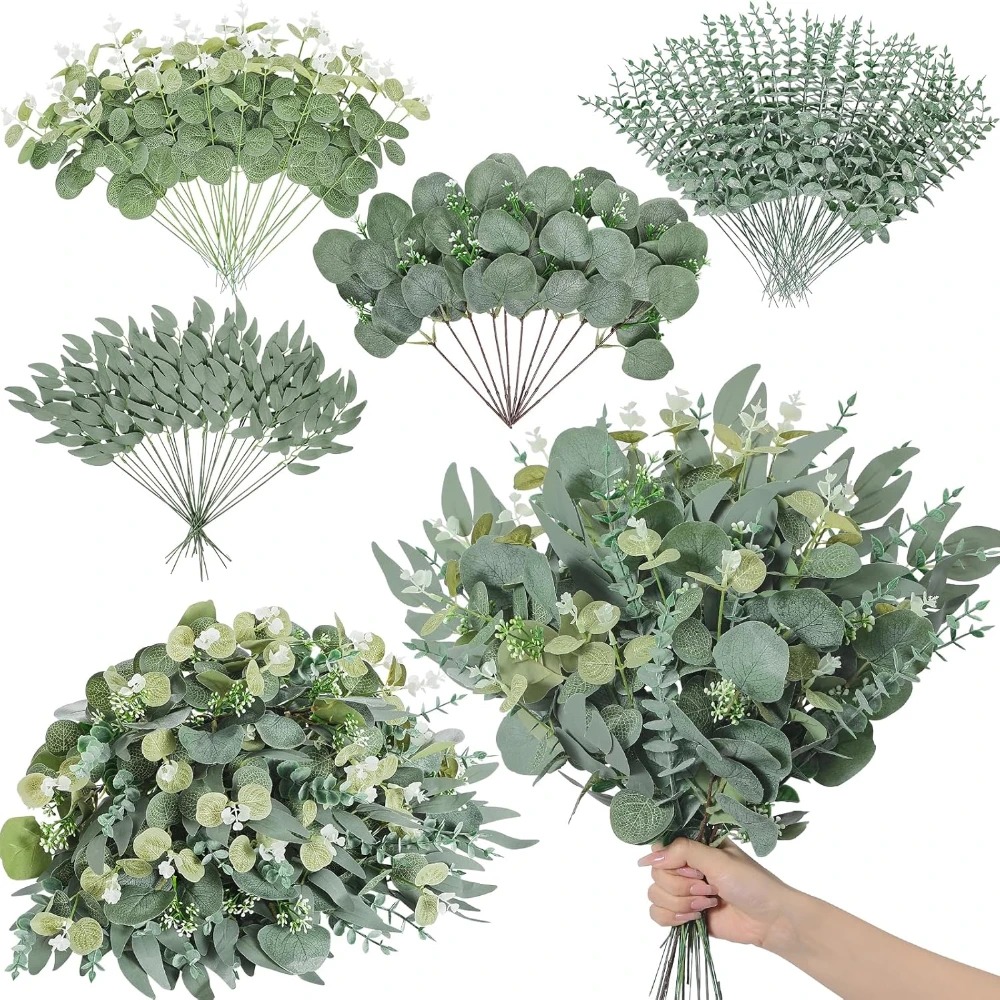 Eucalyptus Preserved - 20pcs 유칼립투스 잎 줄기 인공 식물