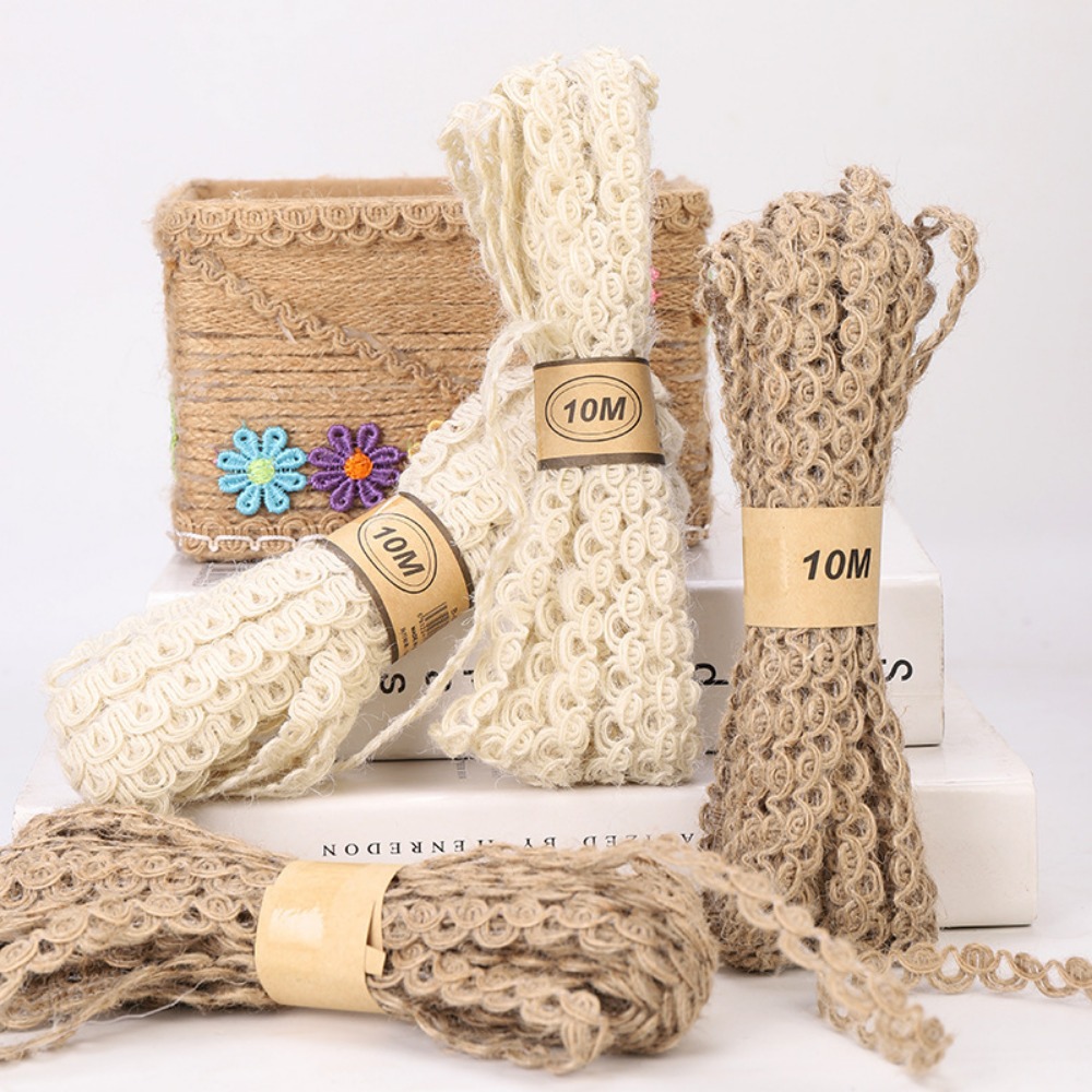 Florist Supply Ribbon - 10m 레이스 리넨 리본 DIY 꽃다발